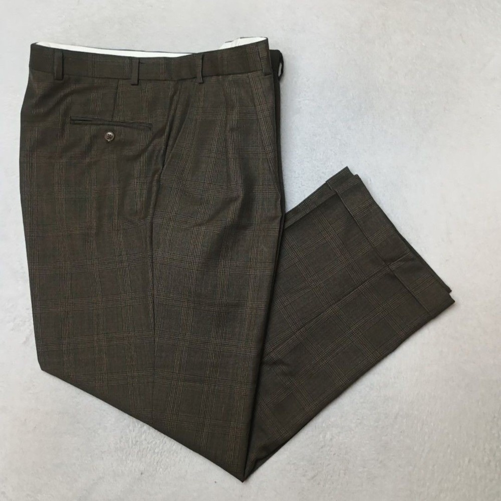Ralph Lauren Pants Men 38x30 Brown Dress Pleated Cuffed Wool Classic India
